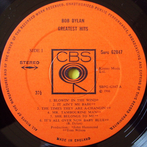 Bob Dylan. Greatest Hits ( Re Issue ) VG VG