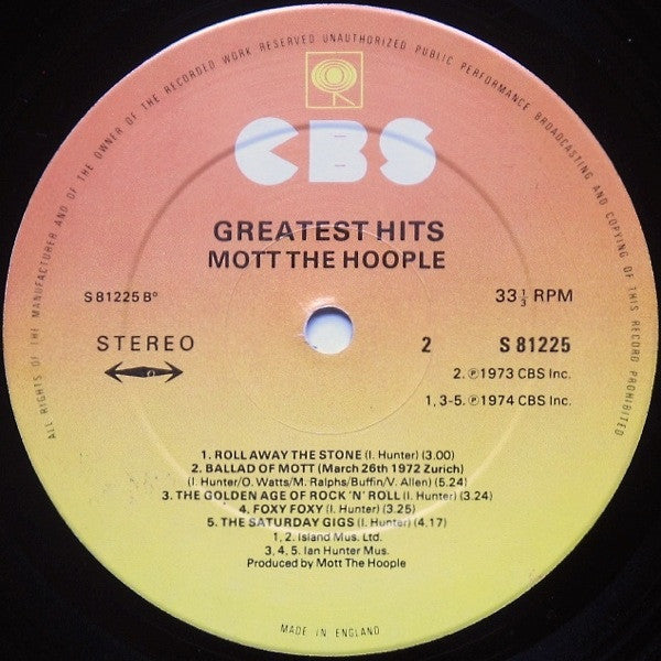 Mott The Hoople. Greatest Hits VG+VG - Ad-Astra Records