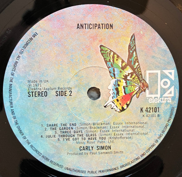 Carly Simon. Anticipation VG+VG