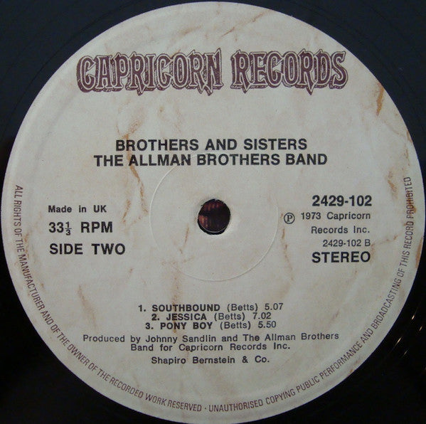 The Allman Brothers Band. Brothers And Sisters ( Gatefold ) VG+VG