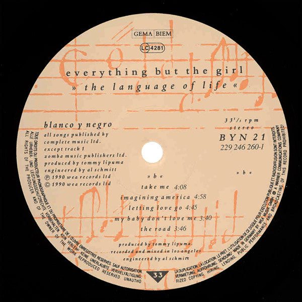 Everything But The Girl. The Language Of Life VG+VG