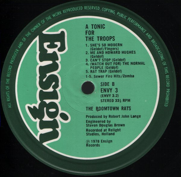 The Boomtown Rats. A Tonic For The Troops VG+VG