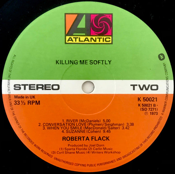 Roberta Flack. Killing Me Softly VG+VG - Ad-Astra Records