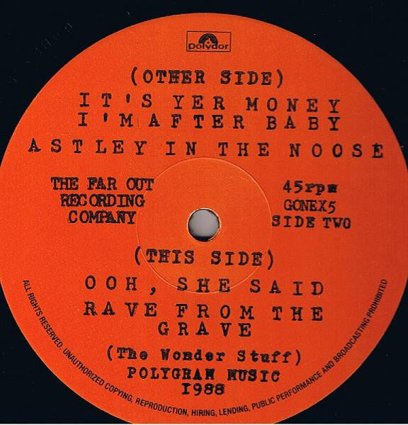 The Wonder Stuff. It's Yer Money I'm After Baby 12" 45rpm EP VG+ VG