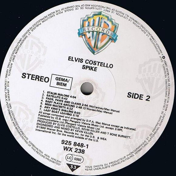 Elvis Costello. Spike VG+VG+