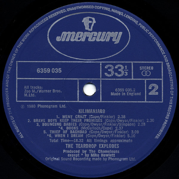 The Teardrop Explodes. Kilimanjaro ( Re Press ) VG+VG