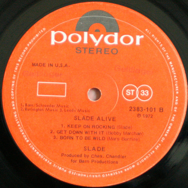 Slade. Slade Alive ! ( U.S.A. Gatefold Release ) VG+VG