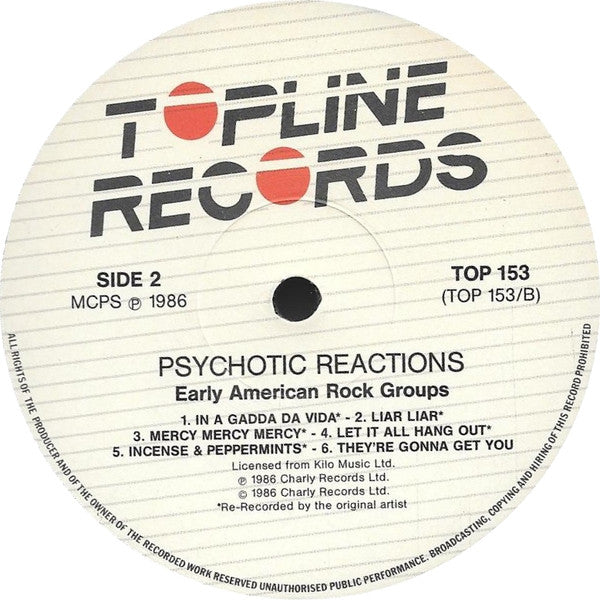 Various. Psychotic Reactions - Early American Rock Groups VG+VG