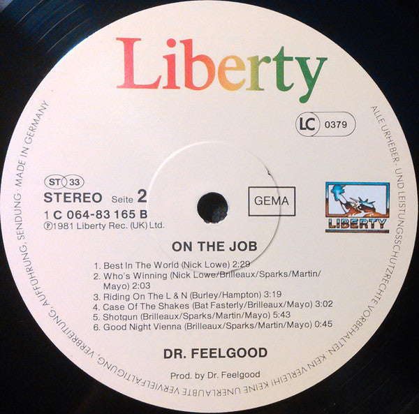 Dr. Feelgood. On The Job ( Live At Manchester University ) ( Ex German Library ) VG+VG