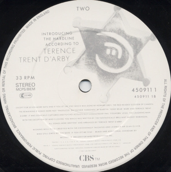 Terence Trent D'Arby. Introducing The Hardline According To Terence Trent D'Arby VG+VG