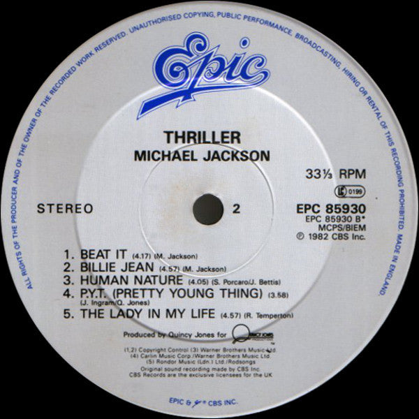 Michael Jackson. Thriller (Re Issue White Labels Gatefold ) VG G+