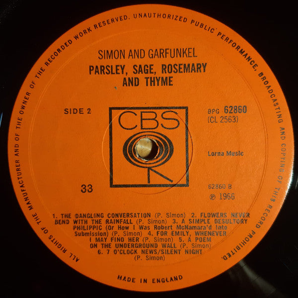 Simon & Garfunkel. Parsley, Sage, Rosemary And Thyme ( Mono ) VG+VG