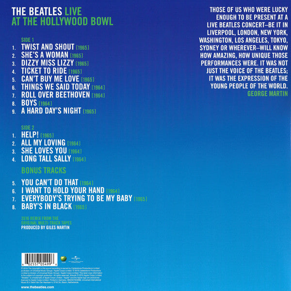 The Beatles. Live At The Hollywood Bowl ( Re Mastered Gatefold )
