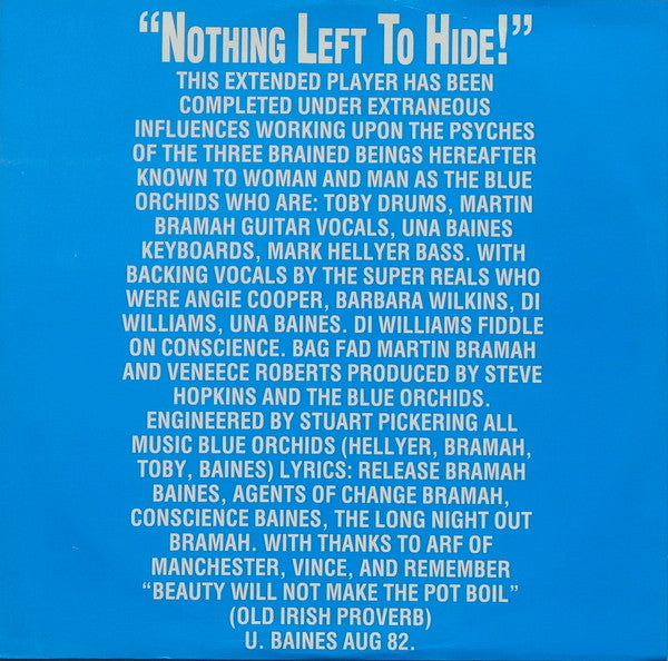 Blue Orchids. Agents Of Change EP 12", 45 RPM VG+VG - Ad-Astra Records