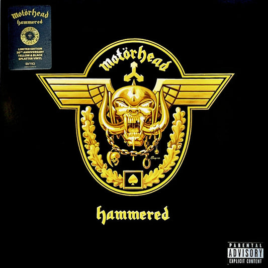 Motorhead. Hammered 20th anniversary reissue. Transparent yellow with black splatter.