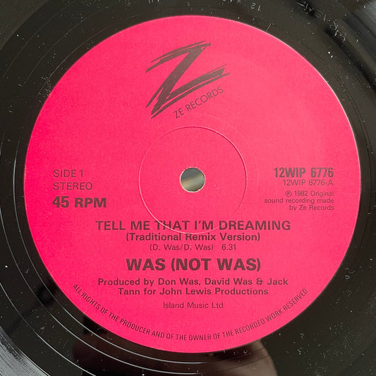 Was ( Not Was )Tell Me That I'm Dreaming / Out Come The Freaks (Dub) 12", 45 RPM VG+VG - Ad-Astra Records