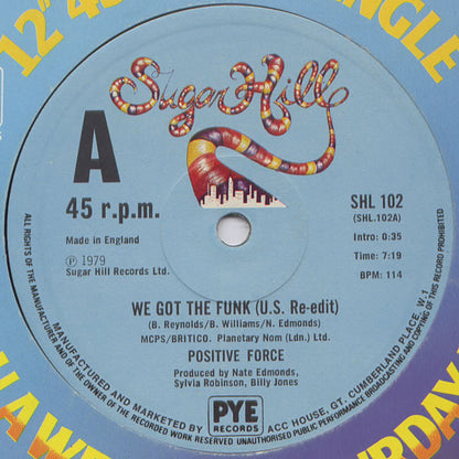 Positive Force. We Got The Funk 12", 45 RPM, Single VG+VG - Ad-Astra Records