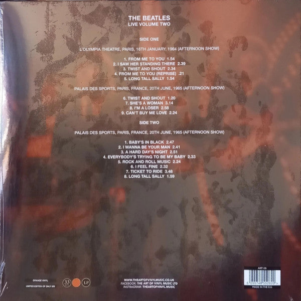 The Beatles. Live Volume Two ( Ltd Edition Orange Vinyl ) - Ad-Astra Records
