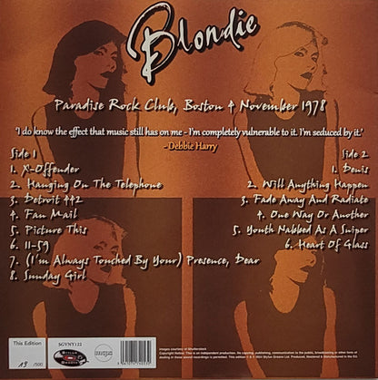 Blondie. Picture These ! Live In Boston 1978 Pink & White Splatter