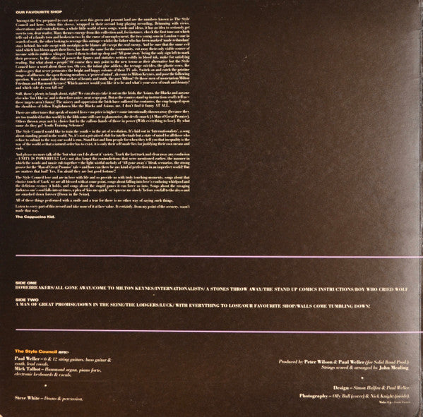 The Style Council. Our Favourite Shop ( + Poster ) VG+VG - Ad-Astra Records