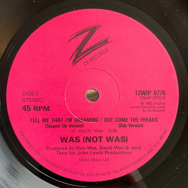 Was ( Not Was )Tell Me That I'm Dreaming / Out Come The Freaks (Dub) 12", 45 RPM VG+VG - Ad-Astra Records