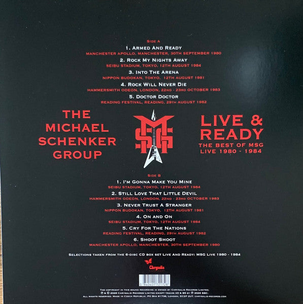 The Michael Schenker Group.  Live & Ready (The Best Of MSG Live 1980-1984) Record Store Day, Limited Edition, Blue & Red Splatter - Ad-Astra Records