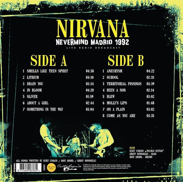 Nirvana. Nevermind Madrid 1992 (  Live At Palacio de Deportes de la Comunidad de Madrid, Madrid, Spain 3rd July 1992. 180 grams edition. )