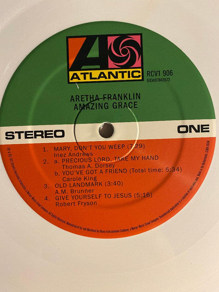 Aretha Franklin. Amazing Grace  50th Anniversary limited edition release on white vinyl. VG+VG+