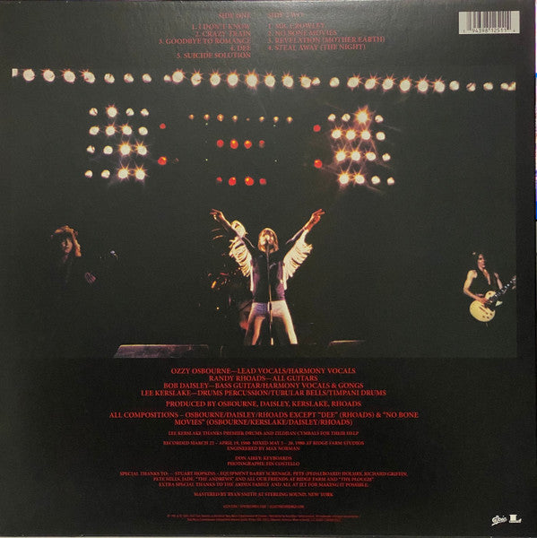 Ozzy Osbourne. Blizzard Of Ozz ( Reissue, Stereo, Silver w/ Red Swirls )