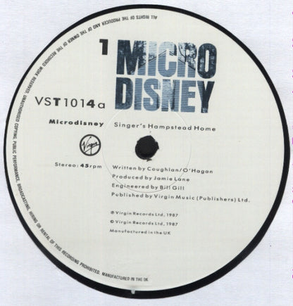 Microdisney.  Singer's Hampstead Home 12" Single 45rpm VG+VG - Ad-Astra Records