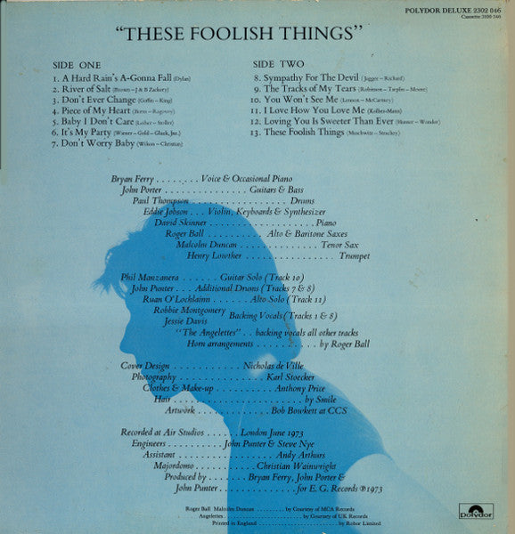 Bryan Ferry. These Foolish Things VG+VG - Ad-Astra Records