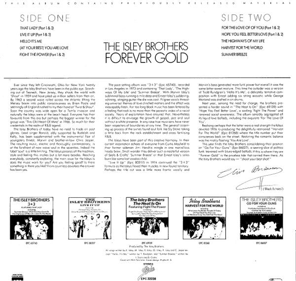 The Isley Brothers. Forever Gold  VG+VG - Ad-Astra Records