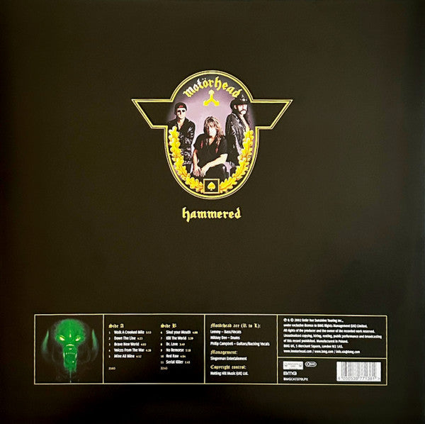 Motorhead. Hammered 20th anniversary reissue. Transparent yellow with black splatter.