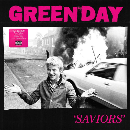Green Day. ' Saviors ' (  Limited Edition, Neon Pink with Neon Green Splatter )