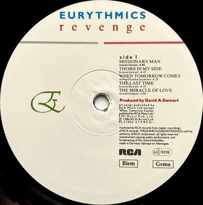 Eurythmics. Revenge VG+VG