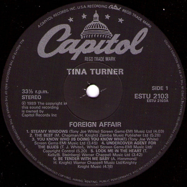 Tina Turner. Foreign Affair ( Gate Fold )  VG+VG - Ad-Astra Records