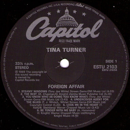 Tina Turner. Foreign Affair ( Gate Fold )  VG+VG - Ad-Astra Records