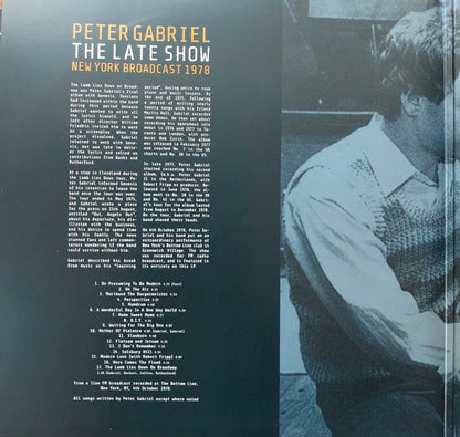 Peter Gabriel. The Late Show (New York Broadcast 1978) Double Album