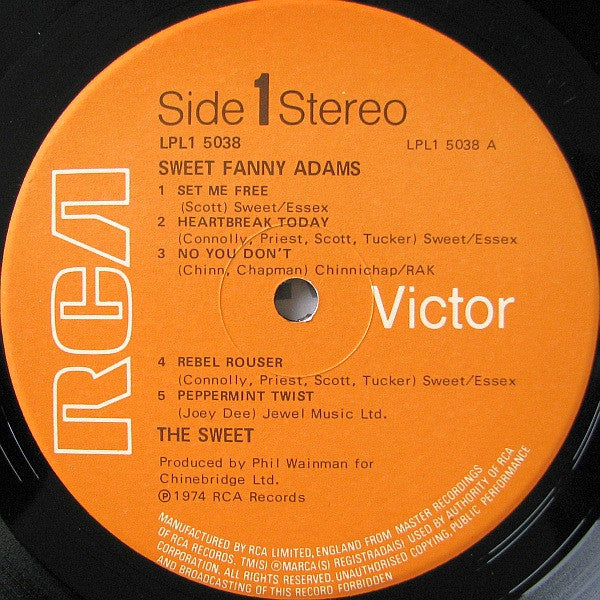 The Sweet. Sweet Fanny Adams VG+VG - Ad-Astra Records