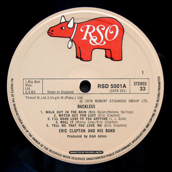 Eric Clapton. Backless ( Gatefold ) VG+VG - Ad-Astra Records