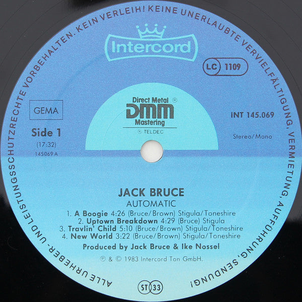 Jack Bruce. Automatic VG+VG