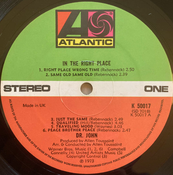 Dr. John. In The Right Place ( Tri-Fold Sleeve ) VG+VG - Ad-Astra Records