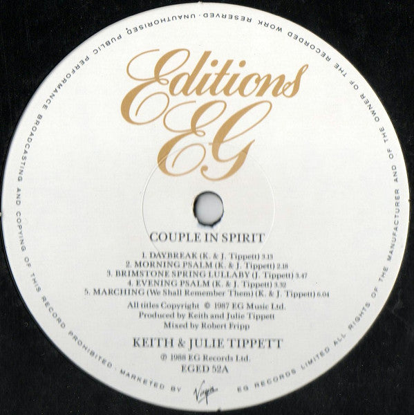 Keith & Julie Tippett. Couple In Spirit VG+VG+ - Ad-Astra Records