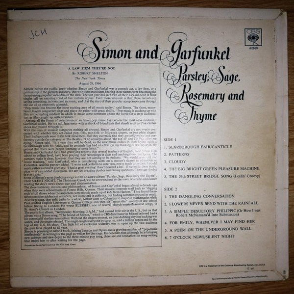 Simon & Garfunkel. Parsley, Sage, Rosemary And Thyme ( Mono ) VG+VG