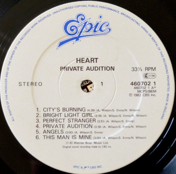 Heart. Private Audition VG+VG