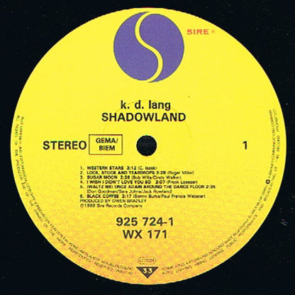 k. d. lang. Shadowland VG+VG
