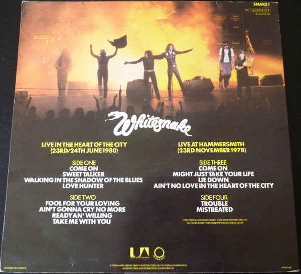 Whitesnake. Live....In The Heart Of The City ( Double ) VG+VG