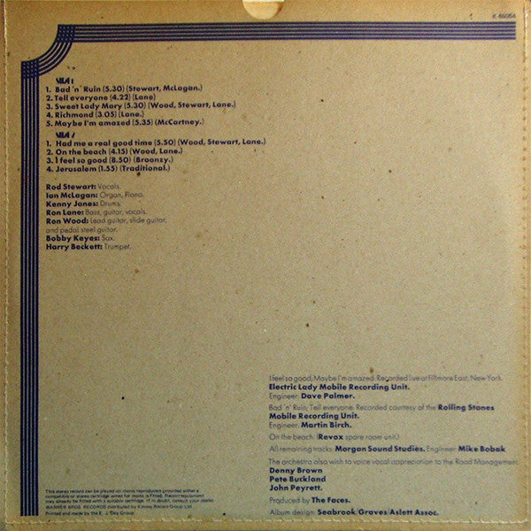 Faces. Long Player ( Re Issue ) VG+VG