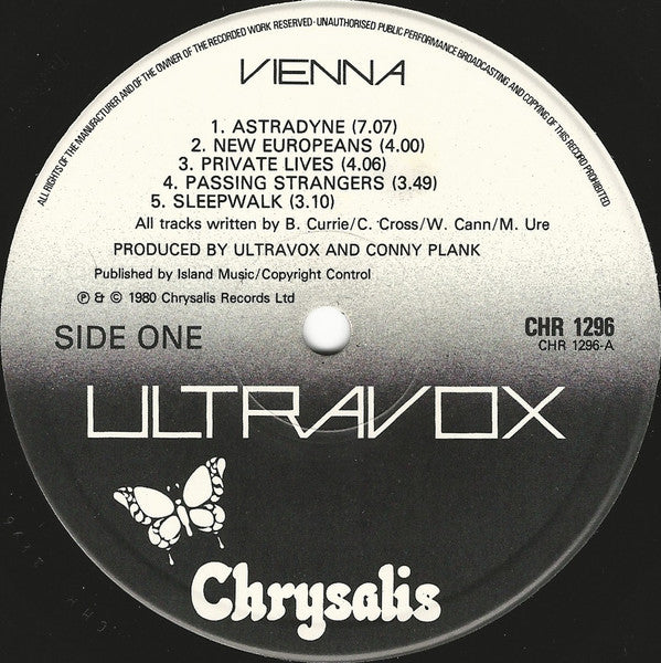 Ultravox. Vienna VG+VG - Ad-Astra Records