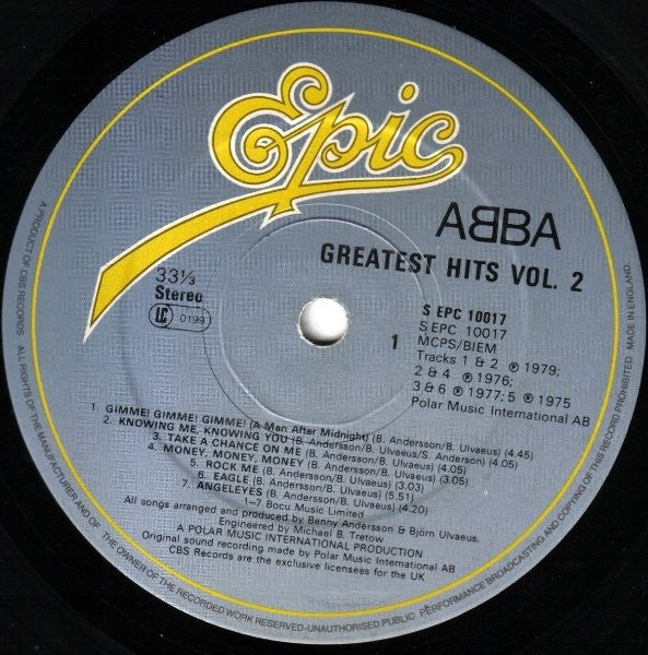 Abba. Greatest Hits Vol. 2 VG+G+ - Ad-Astra Records